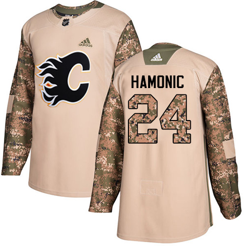 Adidas Flames #24 Travis Hamonic Camo Authentic Veterans Day Stitched NHL Jersey
